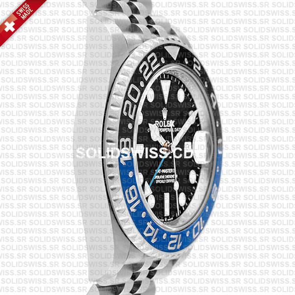 Rolex GMT-Master II Batman Steel Jubilee Bracelet Black Dial