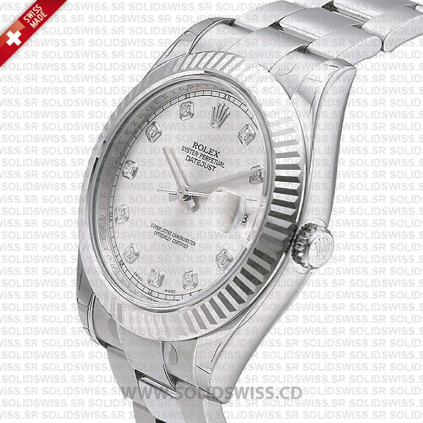 Rolex Datejust 41mm Silver Dial Diamonds