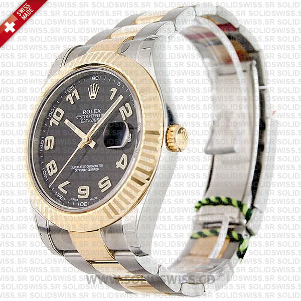 Rolex Datejust Two-Tone Gold Black Arabic Dial 41mm