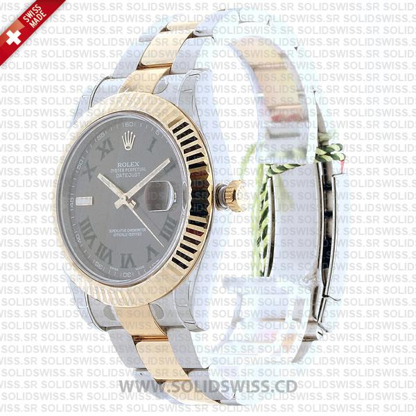 Rolex Datejust Two Tone 41mm Green Dial Roman