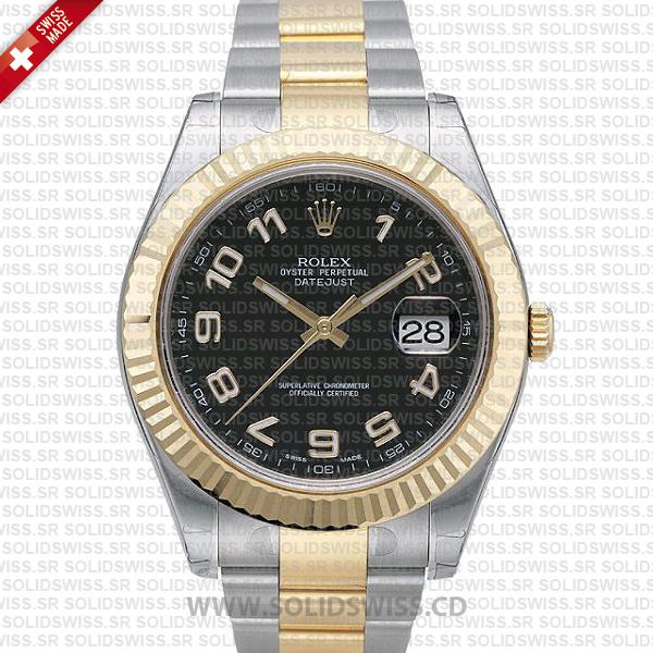 Rolex Datejust Two-Tone Gold Black Arabic Dial | Replica Watch