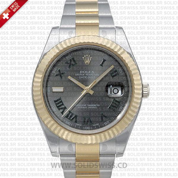Rolex Datejust Two Tone 41mm | Green Dial Roman Watch