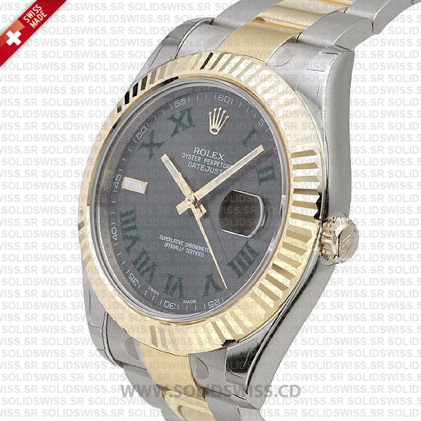 Rolex Datejust Two Tone 41mm Green Dial Watch