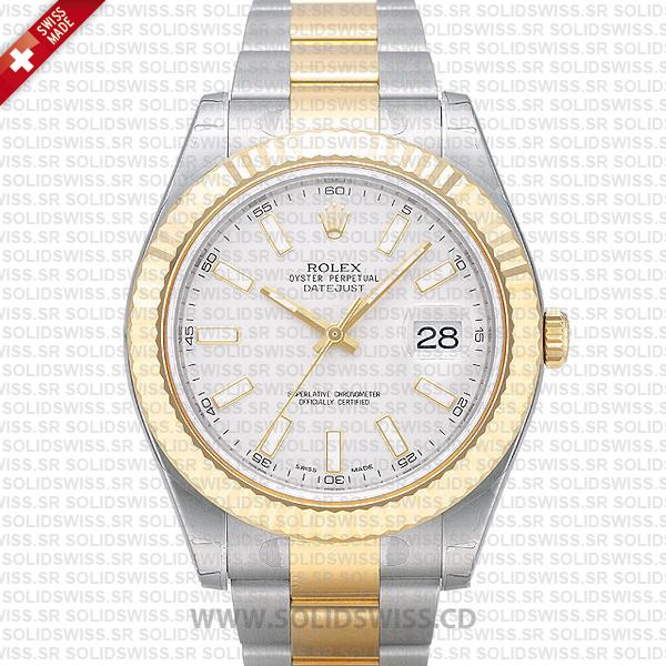 Rolex Datejust Two Tone White Dial 41mm Watch | Solidswiss