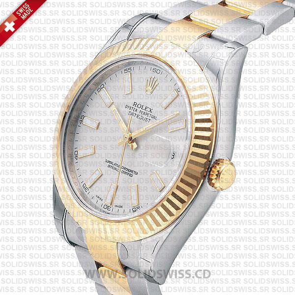 Rolex Datejust Two Tone White Dial 41mm Watch
