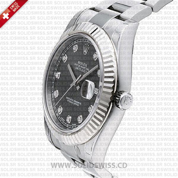 Rolex Datejust Black Dial Diamonds