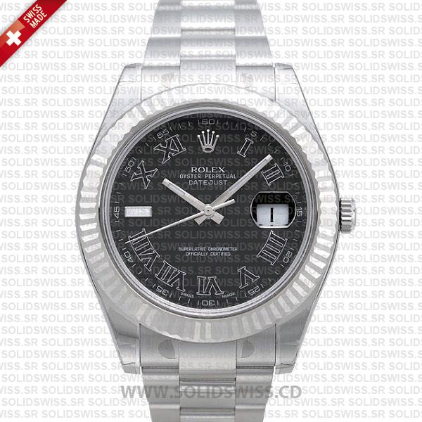 Rolex Datejust Roman 41mm | Black Dial Swiss Replica Watch