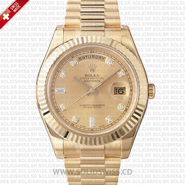 Rolex Day-Date II Yellow Gold Diamond Dial | Replica Watch