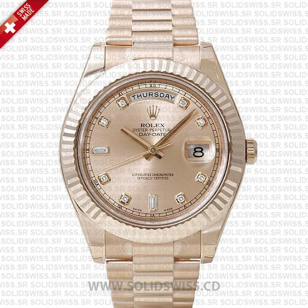 Rolex Day-Date II Rose Gold Diamond Dial Watch | Solidswiss