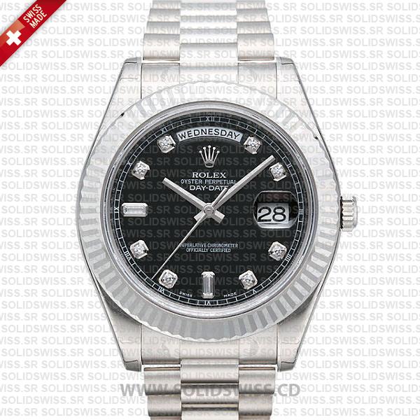 Rolex Day-Date II White Gold Black White | Swiss Replica Watch