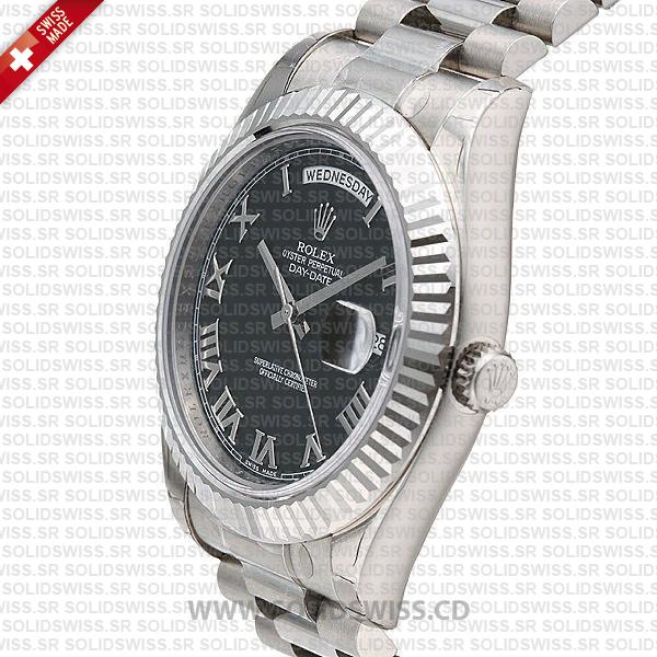 Rolex Day-Date SS Black Roman