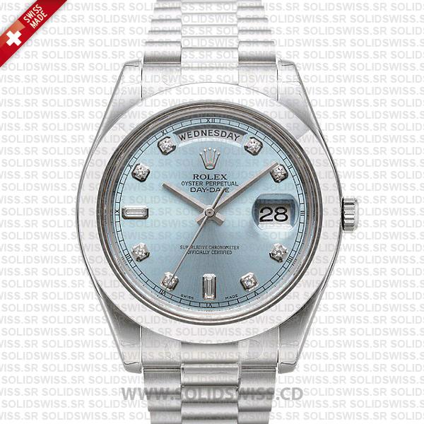 Rolex Day-Date II 41mm White Gold Blue Diamond Dial Watch