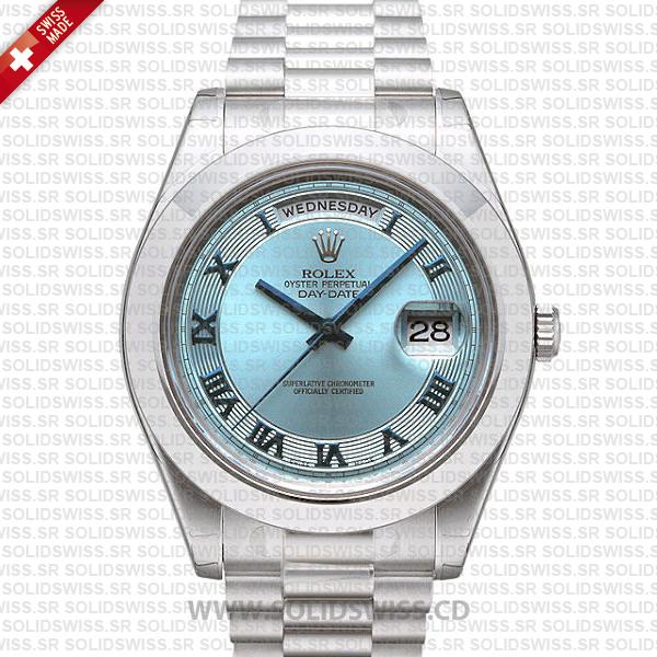 Rolex Day-Date II Platinum Ice Blue Roman Dial | Replica Watch