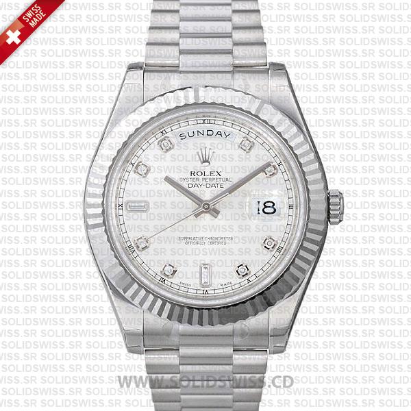 Rolex Day-Date II White Gold Silver Diamond Dial | Solidswiss