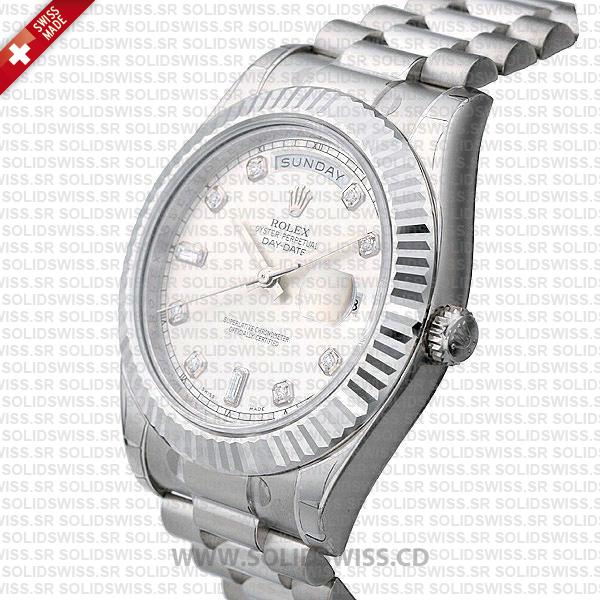 Rolex Day-Date SS Silver Diamonds