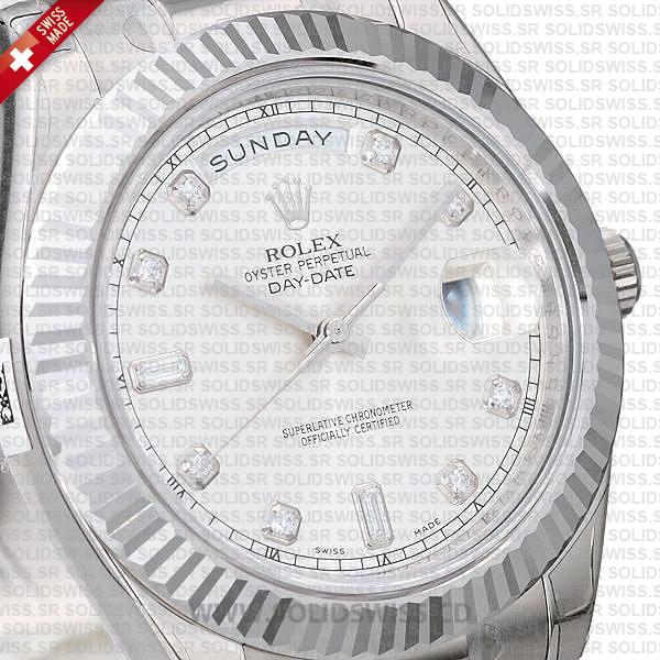 Rolex Day-Date SS Silver Diamonds