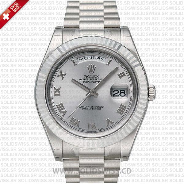 Rolex Day-Date II White Gold Stainless Steel | Silver Roman Dial