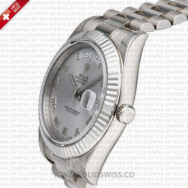 Rolex Day-Date SS Silver Roman