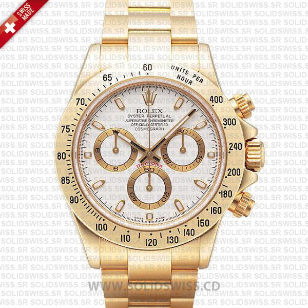 Rolex Daytona 18k Yellow Gold White Dial | Solidswiss Replica