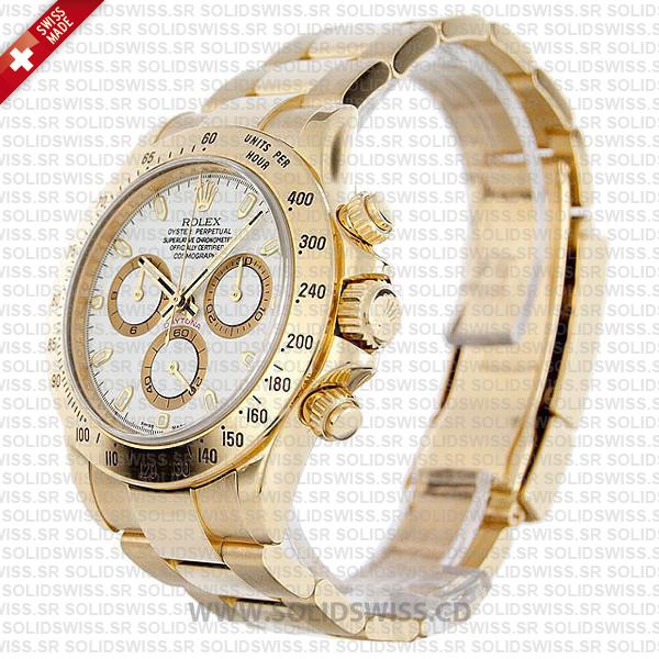 Rolex Daytona 18k Yellow Gold White Dial