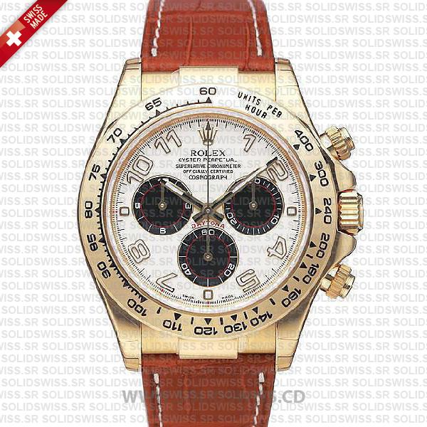 Rolex Daytona 18k Yellow Gold Leather Strap | Replica Watch