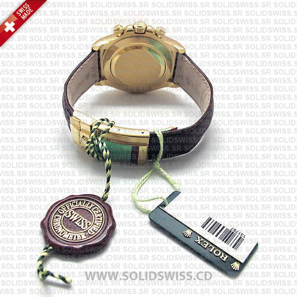 Rolex Daytona 18k Yellow Gold Leather Strap White Dial 40mm Watch