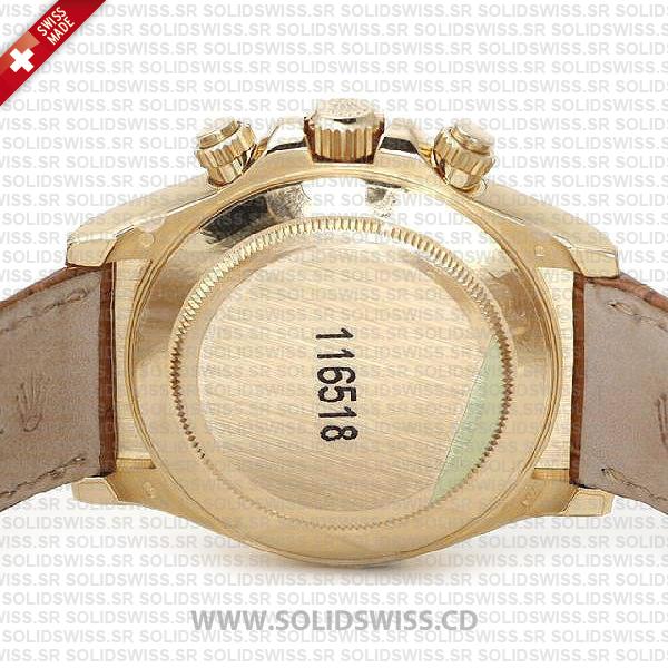 Rolex Daytona Gold Leather Strap White Arabic Dial