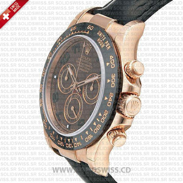 Replica Rolex Cosmograph Daytona 18k Rose Gold Leather Strap