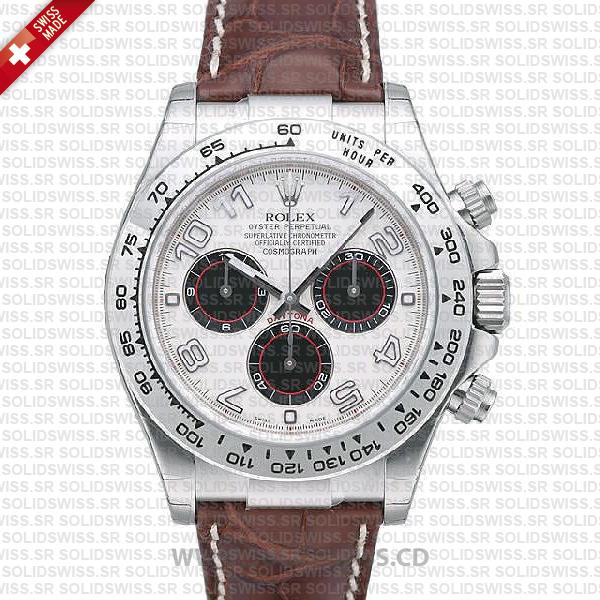 Rolex Daytona Leather Strap White Gold 40mm | Solidswiss