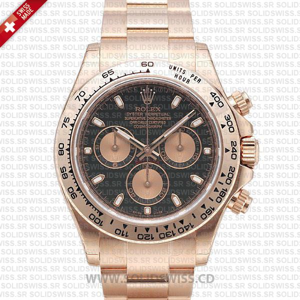 Rolex Daytona Rose Gold Black Dial | Solidswiss Replica Watch