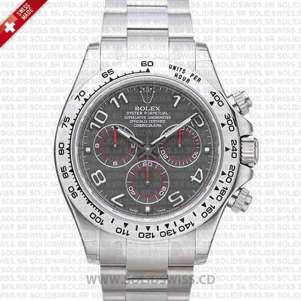 Rolex Daytona 18k White Gold Grey Arabic Dial Replica Watch