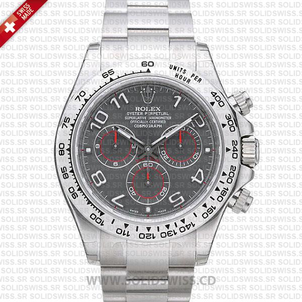 Rolex Daytona 18k White Gold Grey Arabic Dial Replica Watch