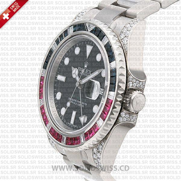 Rolex GMT-Master II 18k White Gold Blue Red Ruby