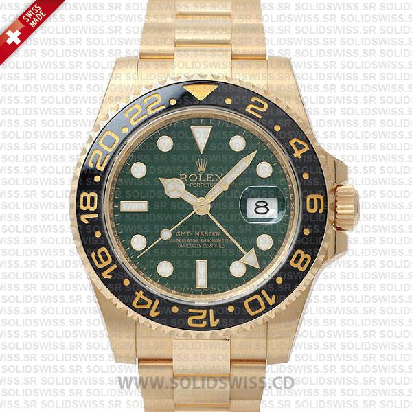 Rolex GMT-Master II Yellow Gold Green Face | Replica Watch