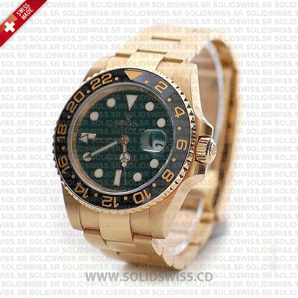 Rolex GMT-Master II Yellow Gold Green Face