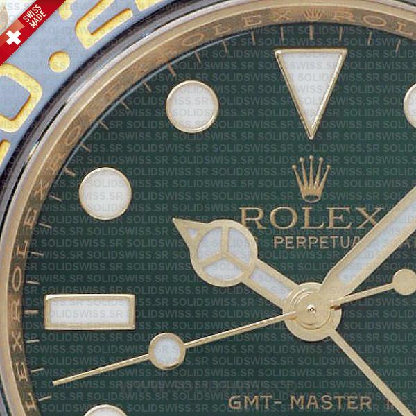 Rolex GMT-Master II Yellow Gold Green Face Watch