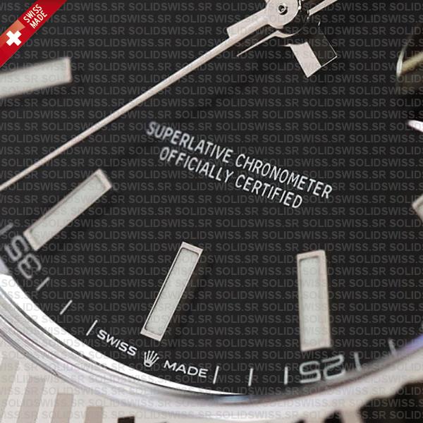 Rolex Datejust 41 Jubilee Black Dial Stick Markers 904l Steel 18k White Gold Fluted Bezel 41mm Ref.126334 Swiss Replica Super Clone