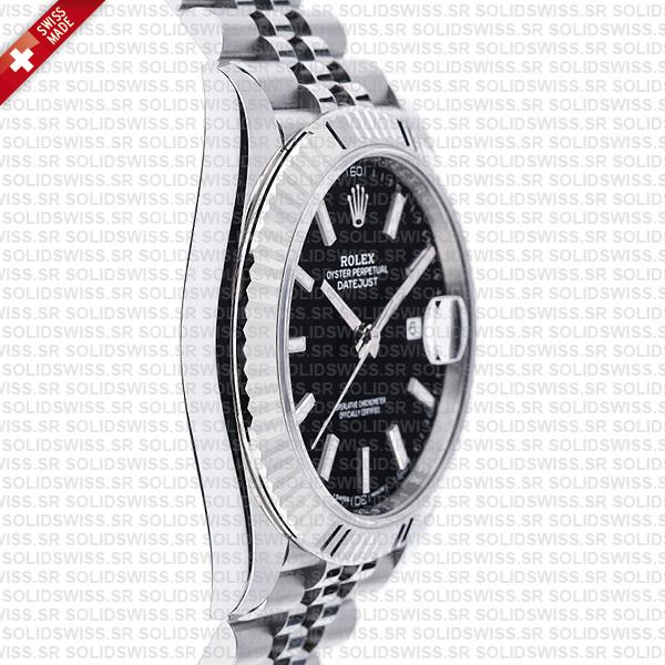 Rolex Datejust 41 Jubilee Black Dial Stick Markers 904l Steel 18k White Gold Fluted Bezel 41mm Ref.126334 Swiss Replica Super Clone