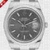 Rolex Datejust 41 Oyster Dark Rhodium Grey Dial Stick Markers 904l Steel 18k White Gold Fluted Bezel 41mm Swiss Replica Watch