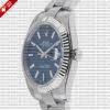 Rolex Datejust 41 Oyster Blue Dial Stick Markers 904l Steel 18k White Gold Fluted Bezel 41mm Swiss Replica Watch