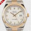 Rolex Datejust ΙΙ Oyster 2-tone 18k Yellow Gold/904l Steel Fluted Bezel Ivory White Dial Diamond Markers 41mm Swiss Replica Watch