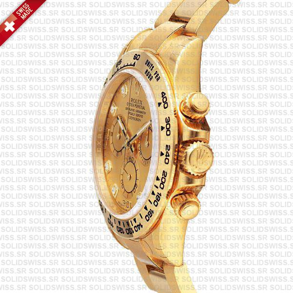 Rolex Daytona 18k Yellow Gold Replica Diamond Gold Dial