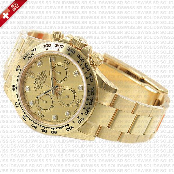 Rolex Cosmograph Daytona 18k Yellow Gold Diamond Gold Dial