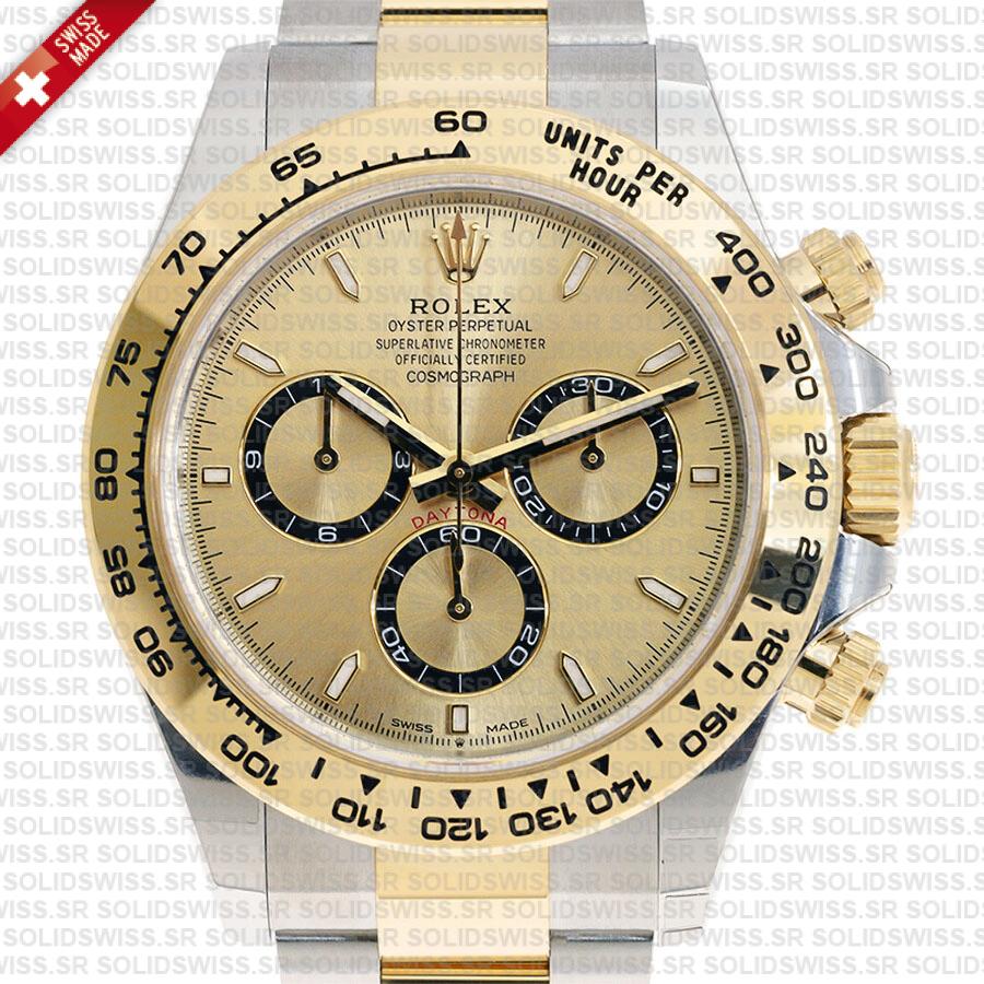 Rolex Cosmograph Daytona 2-tone 18k Yellow Gold/904l Steel Ref.126503 Gold Dial Stick Markers 40mm Cal.4131 Swiss Replica Super Clone New 2024 Model