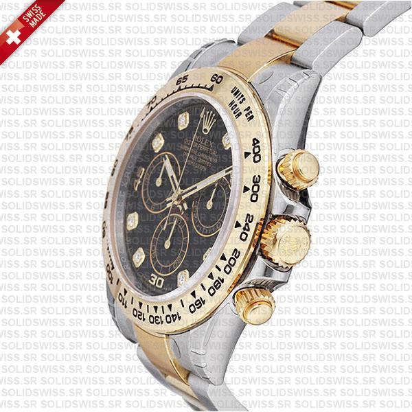 Rolex Daytona Two-Tone Black Diamond Dial Watch