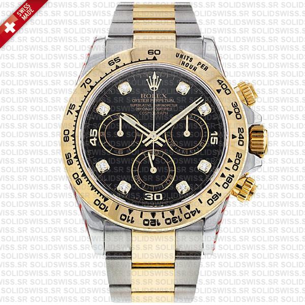 Rolex Daytona Two-Tone Black Diamond Dial 904L Stainless Steel