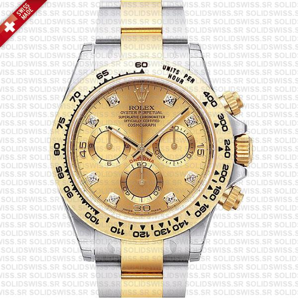 Rolex Daytona Two Tone Gold Diamond Dial Replica | Solidswiss