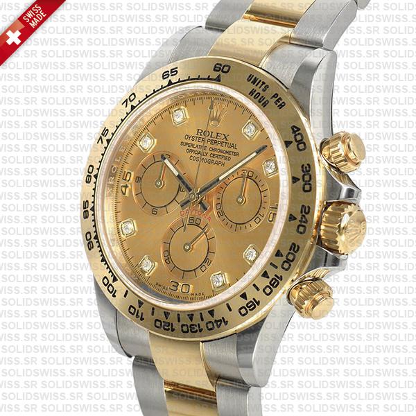 Rolex Daytona Two Tone Gold Diamond Dial Replica Watch