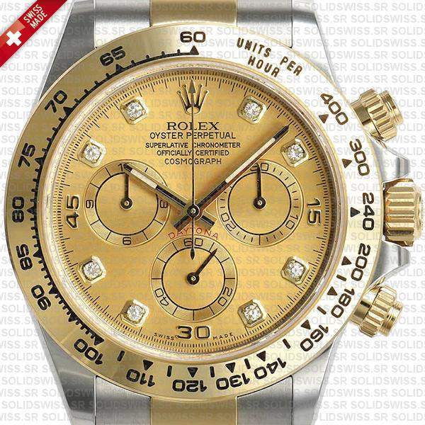 eplica Rolex Cosmograph Daytona Two-Tone 18k Yellow Gold Diamond Dial