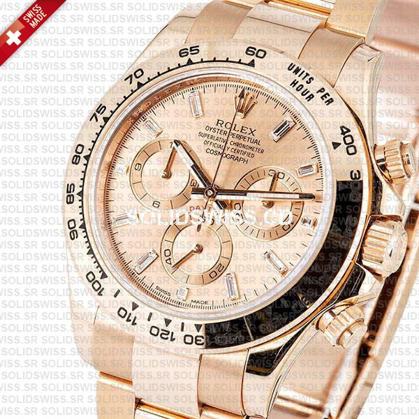 Rolex Daytona 18k Rose Gold Pink Diamond Dial